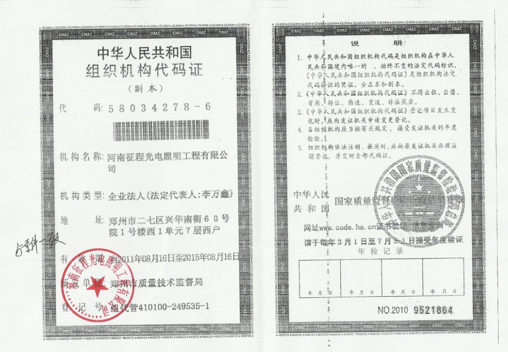 機(jī)構(gòu)代碼證